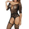 Women Fishnet Crotchless Bodystocking Garters and Thigh High Stockings