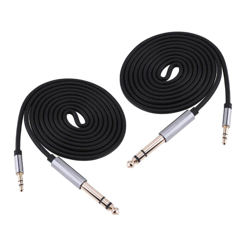 2Pcs 3.5mm 1/8" Male To 6.35mm 1/4" Male Stereo Audio Cable