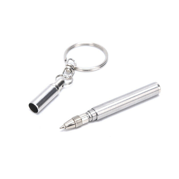 Telescopic Stainless Steel Pen Keyring Keychain Emergency Signature Tool G Bj