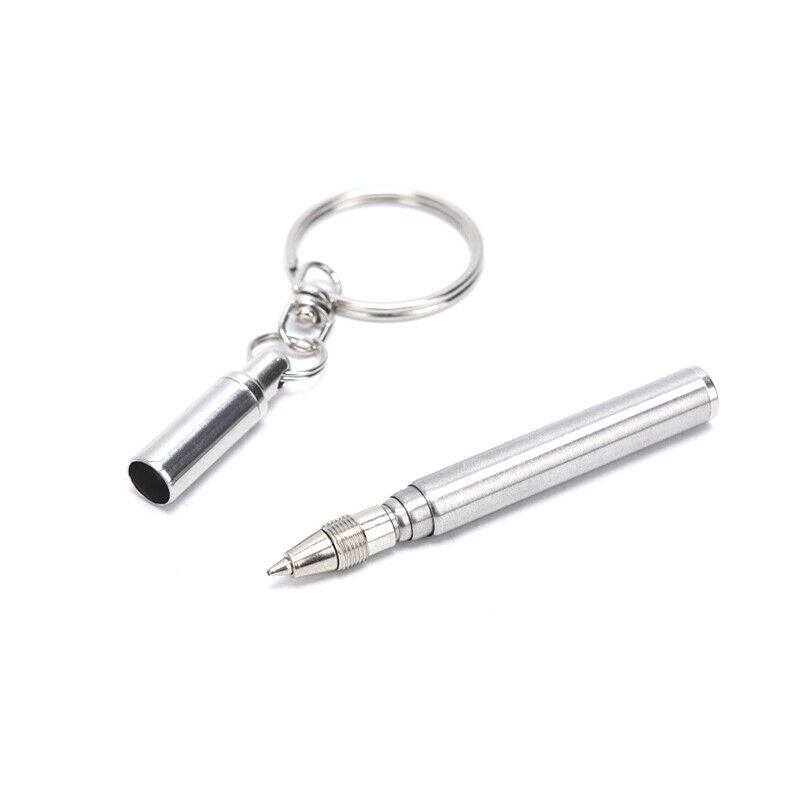Telescopic Stainless Steel Pen Keyring Keychain Emergency Signature Tool G Bj