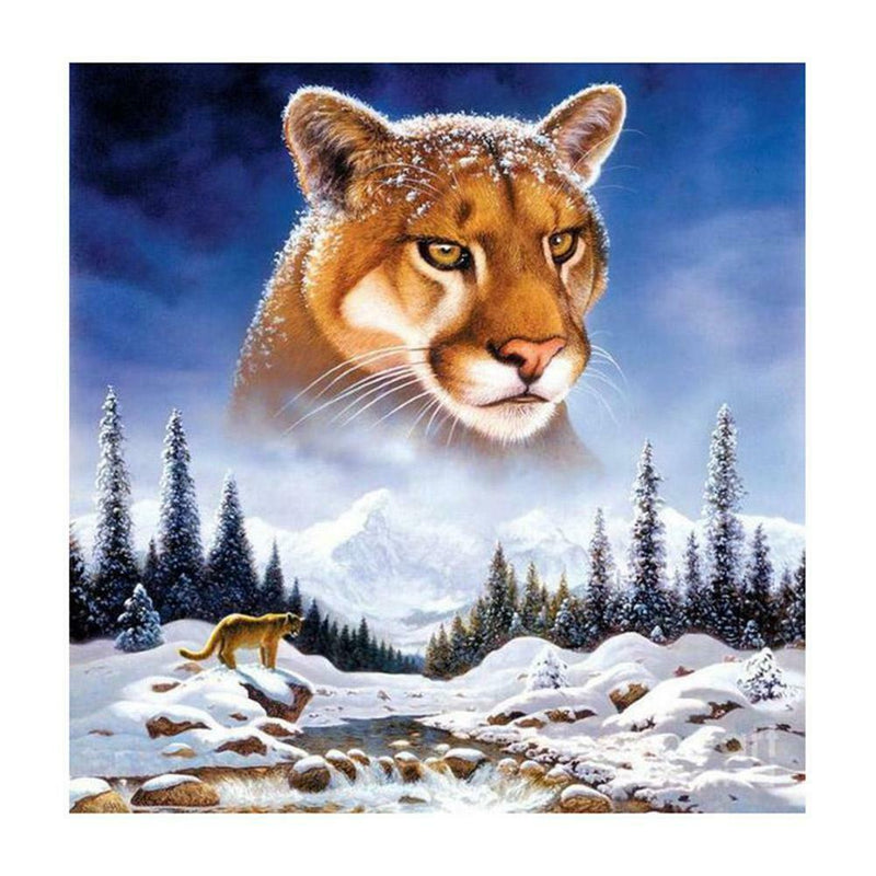 5D DIY Full Drill Diamond Painting Snow Mountain Tiger Cross Stitch Mosaic