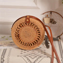 Hand Woven Bag Round Bag Buckle Rattan Straw Bags Satchel Wind Bohemia Beac