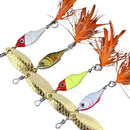 5pcs Fishing Lure Spoon Bait Fish Hook Tackle Rotate Sequins Feathers