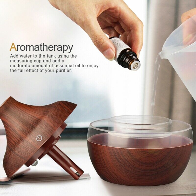 Usb 300Ml Aroma Humidifier Aromatherapy Wood Grain 7 Color Led Lights Elect O9X9