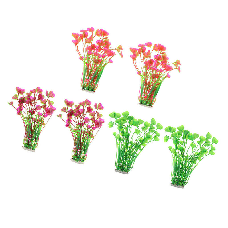 6x Artificial Aquarium Plants Landscaping Plastic Plant For Fish Tank Decor