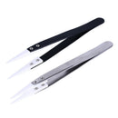 1Pc Ceramic Tips Tweezers Stainless Steel Handle Straight Aimed Tweezers SlivME