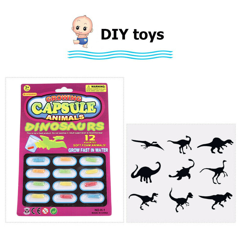 12pcs Developmental Toys Water Absorption Expansion Dinosaur Grow Capsule Kids