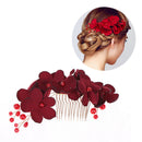 1Pc Bridal wedding bridesmaid red flower hair comb clip hairpin accessories 3C