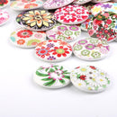 100pcs Mixed Flower Wooden Sewing Buttons for Scrapbooking 2 Holes 25mm
