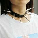 Metal Spike Rivets Rock Gothic Chokers PU Leather Stud Collar Choker Necklac Ew
