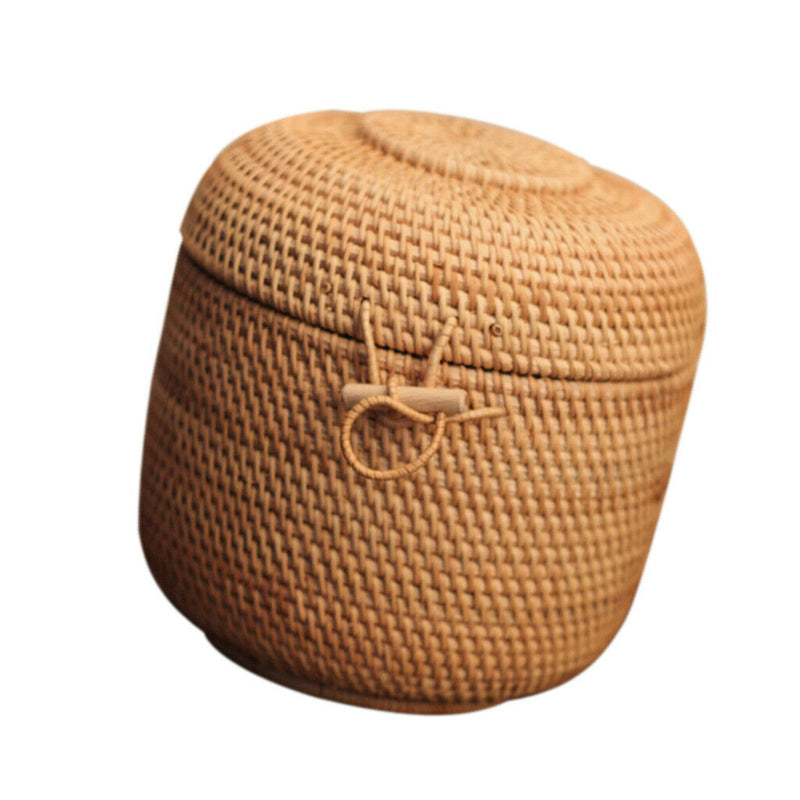Rattan Weaving Chinese Handmade Tea Storage Box Basket Tea Cake Container