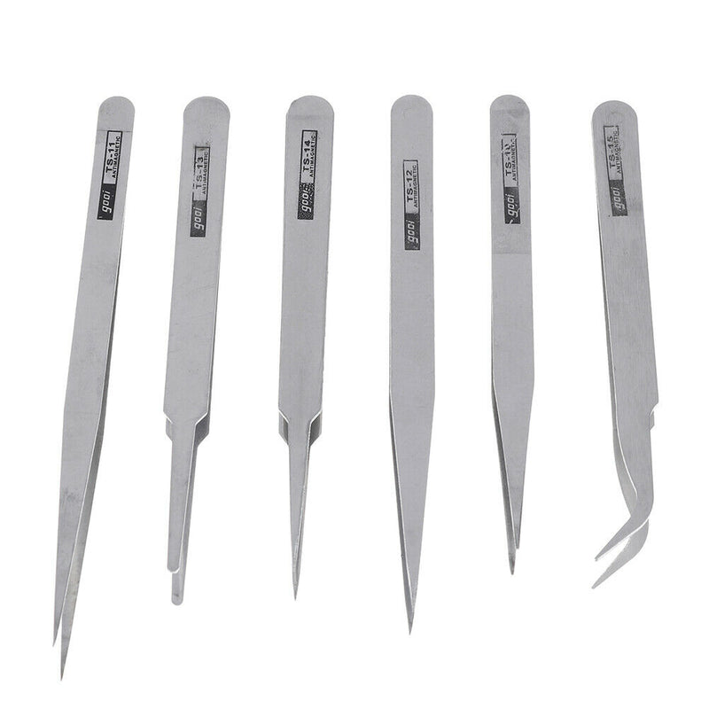 6Pcs all purpose precision tweezer set stainless steel anti static tool ki Hn