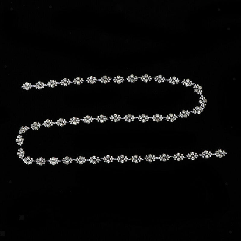 1 Yard White Round Diamante Rhinestone Chain Trim Bridal Dress Applique DIY