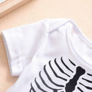 Summer Short Sleeve Baby Bone Print Romper O-neck Solid Jumpsuit (3-6M) A