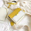 Hit Color Shoulder Handbags Women Chain Leather Flap Crossbody Bag (Yellow) A