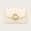 Alligator Leather Chain Shoulder Bag Women Purse Crossbody Pouch (White)