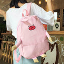 Women Canvas Lovely Cartoon Pig Shape Causal Backpack Shoulder Bag(Pink)