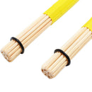 Yellow 2pcs Bamboo Drumsticks+2pcs Drum Wire Brushes w/ Bag Percussion Parts