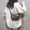 Women Retro Shoulder Bag Leather Money Purse Messenger Handbag (Dark Brown)