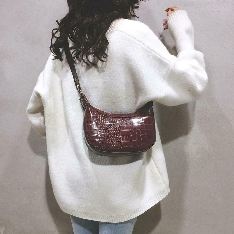 Women Retro Shoulder Bag Leather Money Purse Messenger Handbag (Dark Brown)