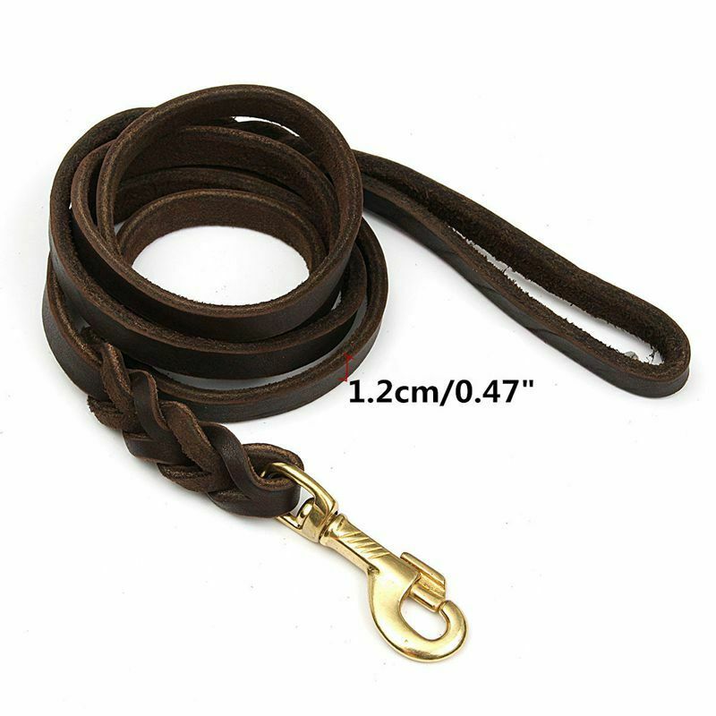 2M Long Leather Braided Pet Dog Walk Traction Collar Strap Training Leash L B1Y5