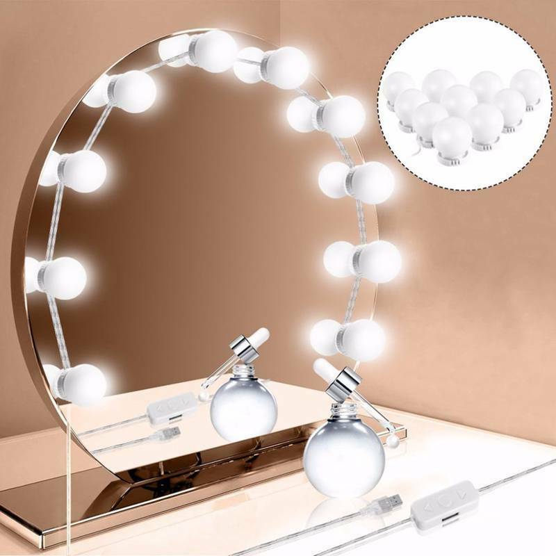 10Pcs Makeup Mirror Vanity Led Light Bulbs Lamp Kit Lighted Make Up Mirrors S8V4