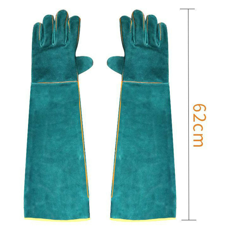 1Pair Protective Cowhide Reptile Handling Gloves Bite Proof Scratch Resistant