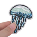 2Xsequin jellyfish embroidered iron on sew patch badge motif bag dress appli ME