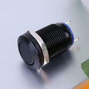 12mm Waterproof Flat Stainless Steel Momentary Push Button Switch (Black)