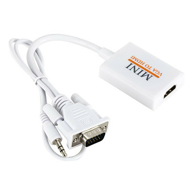 VGA Male To HDMI Output 1080P HD+ Audio TV AV HDTV Video Cable Converter Adap R