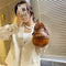 Basketball Shoulder Bags Women Tote Acrylic Chain Messenger Handbag (Brown)