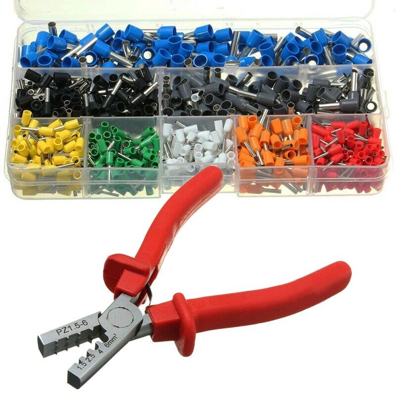 800pcs Cable Wire Terminal Connector with Hand Ferrule Crimper Plier Crimp  V3X2