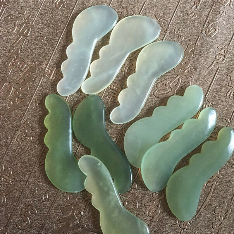 Natural Jade Stone Guasha Massage Tool SPA  Massager Scraping Body BeautyB Ew