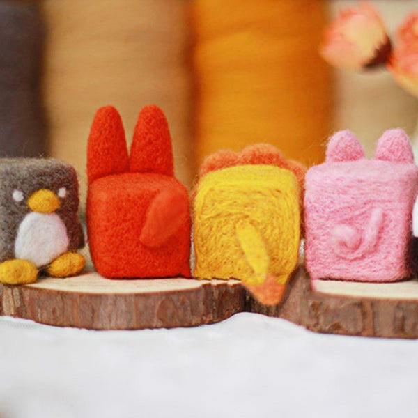 1 Set Non Finished Wool Felt Handmade Poked DIY Animals Needle Material Bag #gib