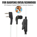 2Pin Earpiece Headset PTT w/Mic Earhook Interphone for Baofeng UV5R/KENWOOD