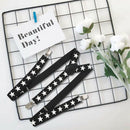 Y-Shape Five Pointed Star Print Adjustable Suspenders Belt Black