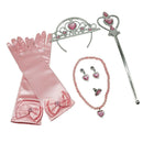 2 Sets Princess Fancy Dress Costume Glove Wand Tiara Jewelry Set Pink/Yellow