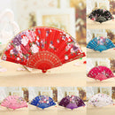 Folding Fan Chinese Flower Lace Silk Hand Held Fan Wedding Dancing Party  JR