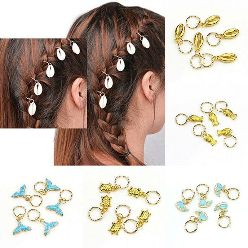 50Pcs/Set Ocean Animal Pendant Dreadlock Hair Braid Pins Rings Clips JewelryJ Ew
