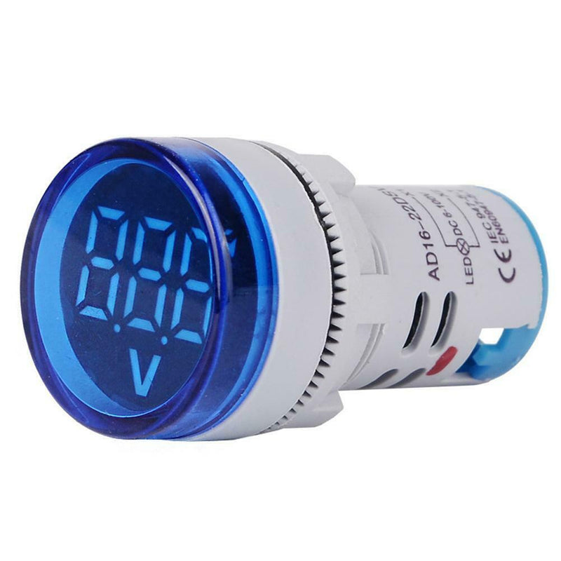 6-100V DC Digital Voltmeter Indicator LED Lamp Round Signal Light (Blue)