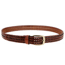 2pcs Unisex Braided Belts Woven Leather Formal Pin Buckle Waistbands Coffee
