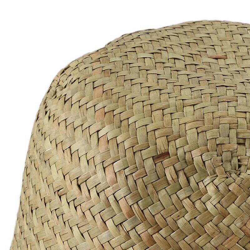 Seagrass Wickerwork Basket Rattan Foldable Hanging Flower Pot Planter F4F4