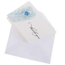 Pack of 50 Wedding Christening Peacock Feather Thank You Cards Envelopes