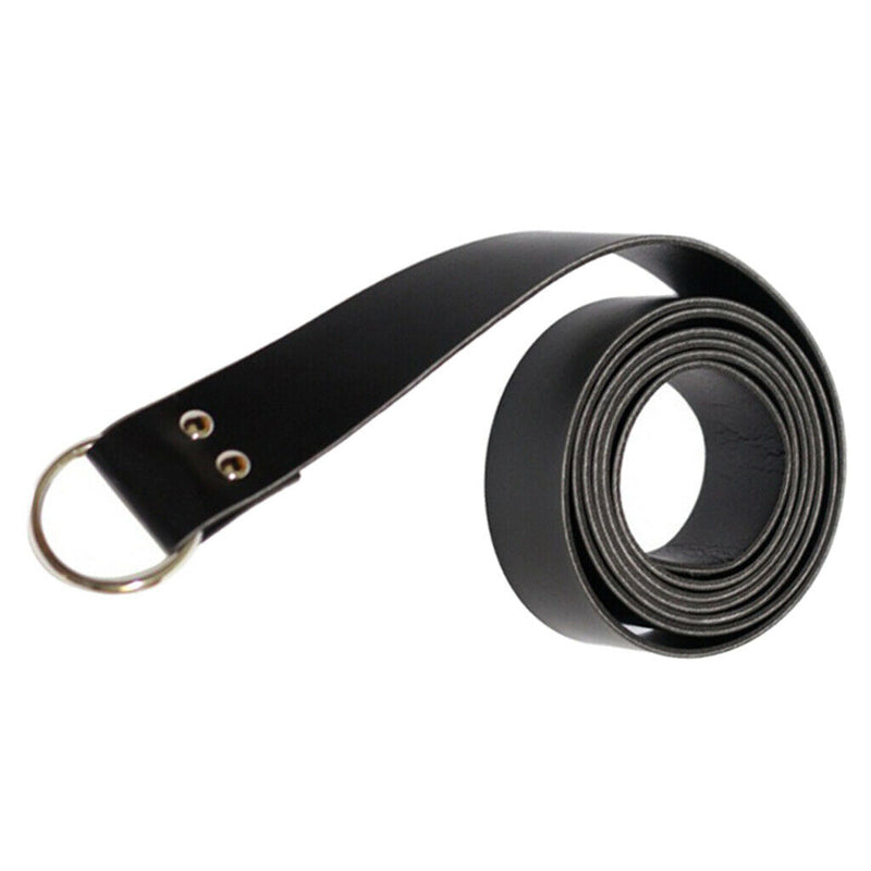 Mens Medieval Sabre Knight Leather Waistband Ring Buckle Belt Black