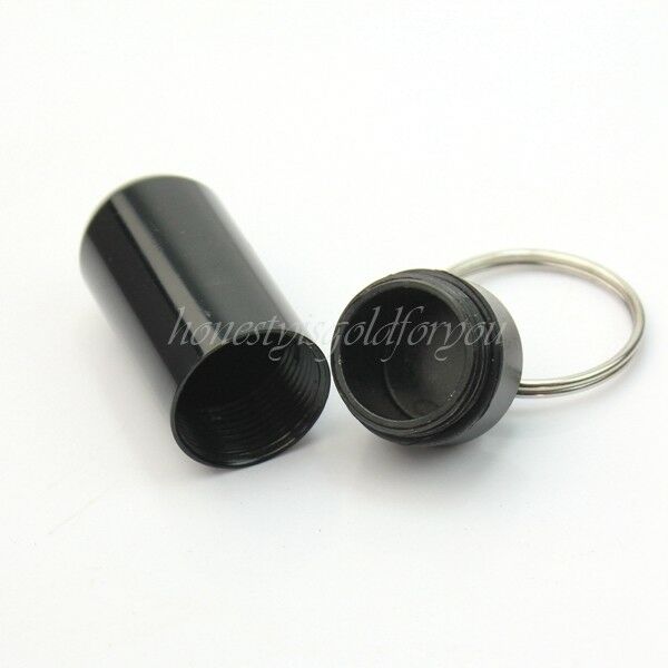 5 Pcs Waterproof Aluminum Pill Box Case Container Holder Keyring LTUS