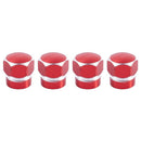 4 Red Hex Aluminum Alloy Wheel Tire Pressure Air Stem Valve Caps for Auto-C