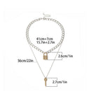 Double Layer Key Pad Lock Long Chain Pendant Choker Necklace Women Punk Jewel Gw