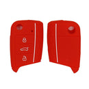Flod Key Silicone 3Buttons Protective Case Cover for Volkswagen 2017 Red