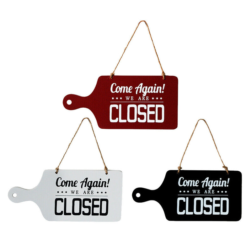 3pcs Open Closed Sign Welcome Wooden Hanging Plaque for Door Window Bar Cafe