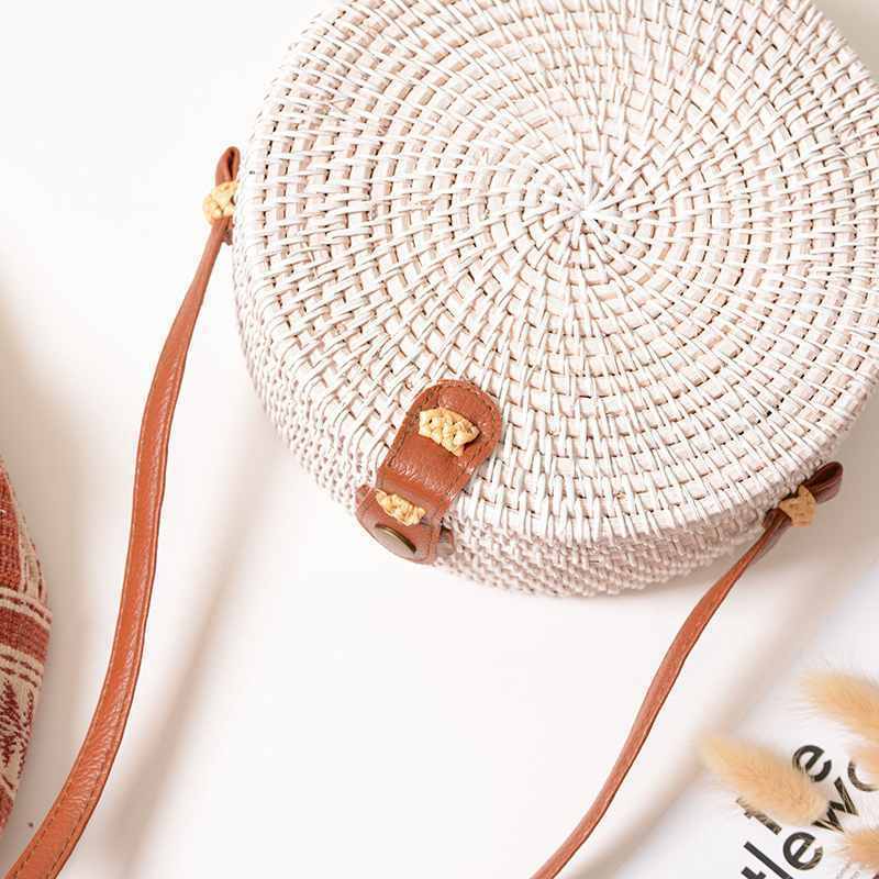 Summer Woven Straw Bag Rattan Brown Black White Bohemia Beach Bag Handmade  Y5U9